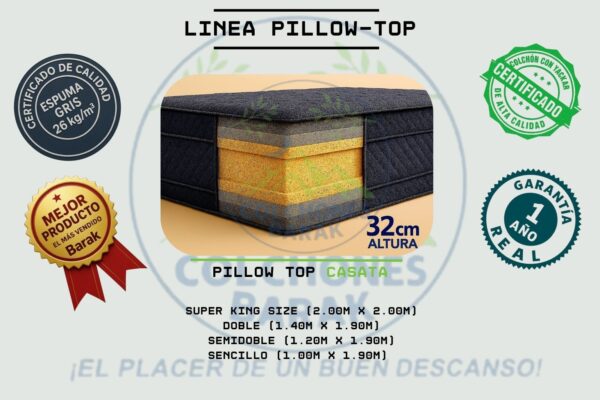 14 Colchón Barak Línea Pillow Top Casata