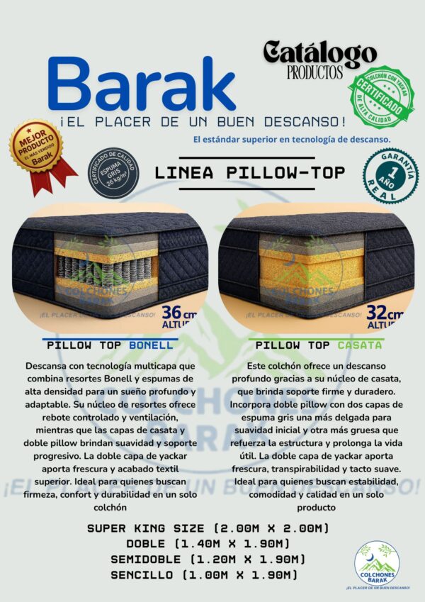 2 Colchón Barak Línea Pillow Top Casata