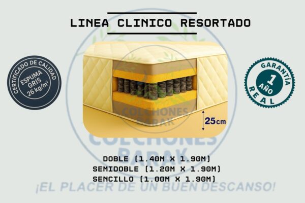 20 Colchón Barak Línea Clínico con Resorte